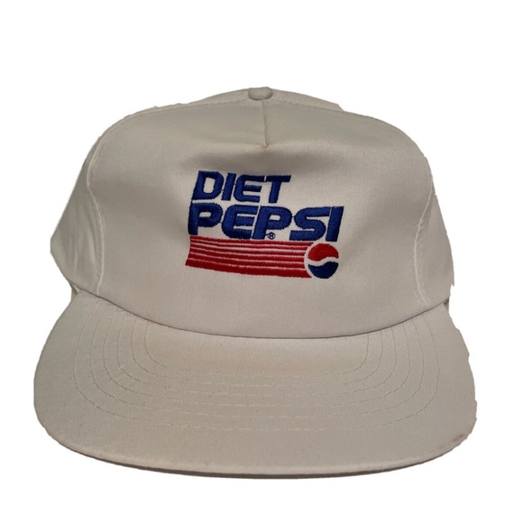 Vintage 80’s DIET PEPSI White Snapback Trucker Hat Embroidered - Picture 1 of 12